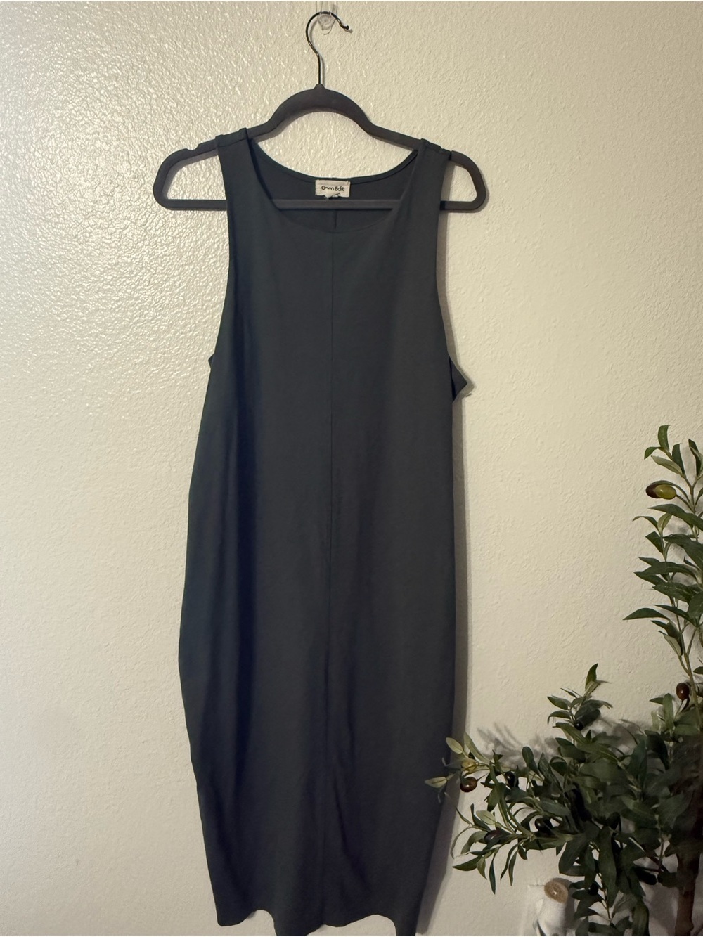 Open Edit Sleeveless Cocoon Midi Dress 2X Charcoal Gray